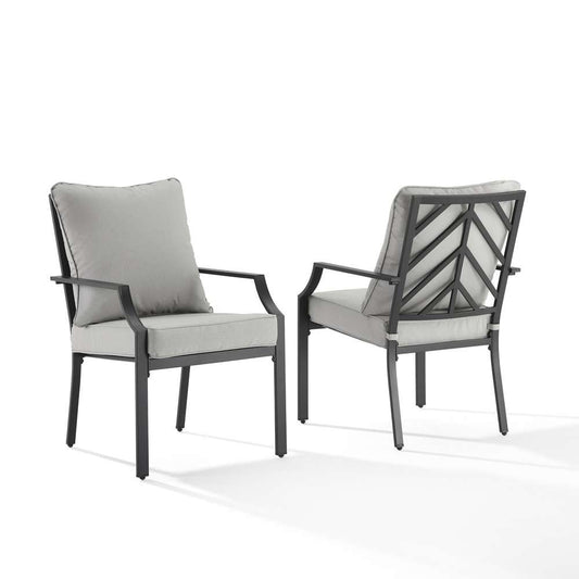Crosley Furniture - Otto 2Pc Outdoor Dining Chair Set Gray/Matte Black - 2 Chairs - CO6291MB-GY veiw 1