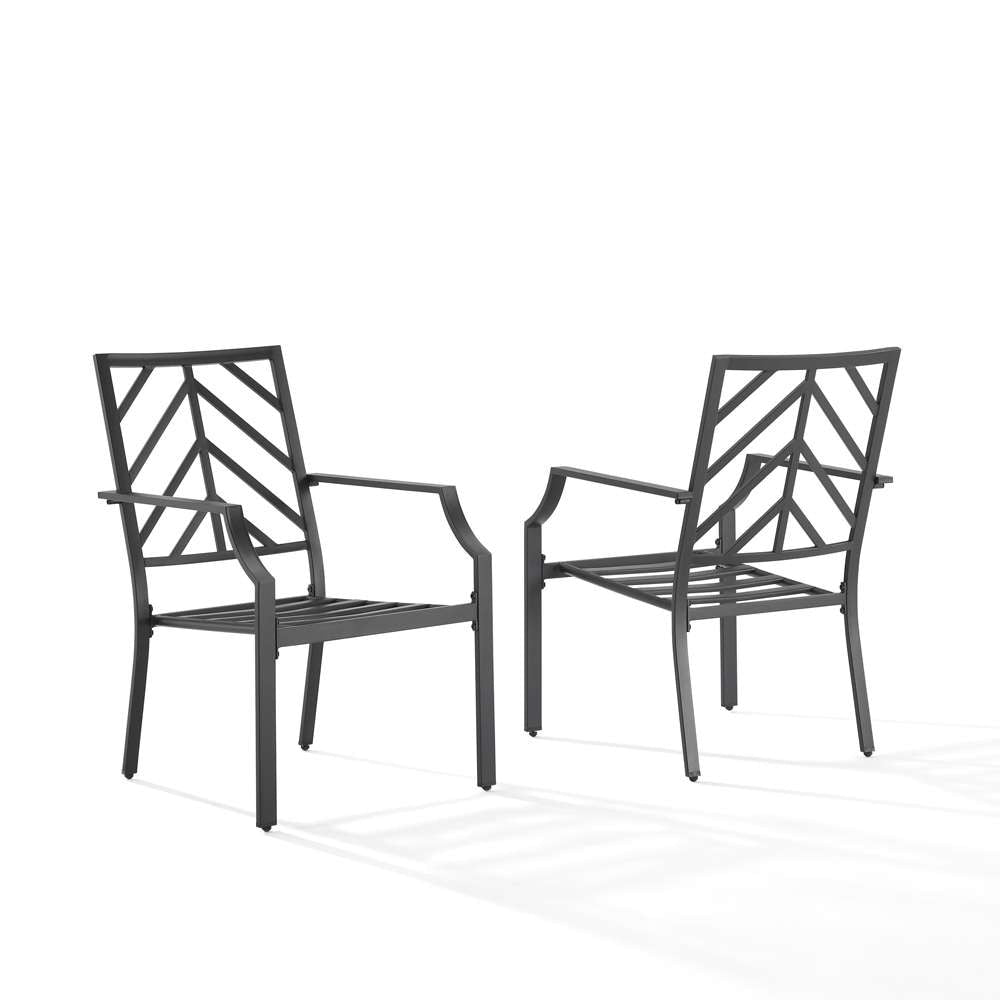 Crosley Furniture - Otto 2Pc Outdoor Dining Chair Set Gray/Matte Black - 2 Chairs - CO6291MB-GY veiw 7