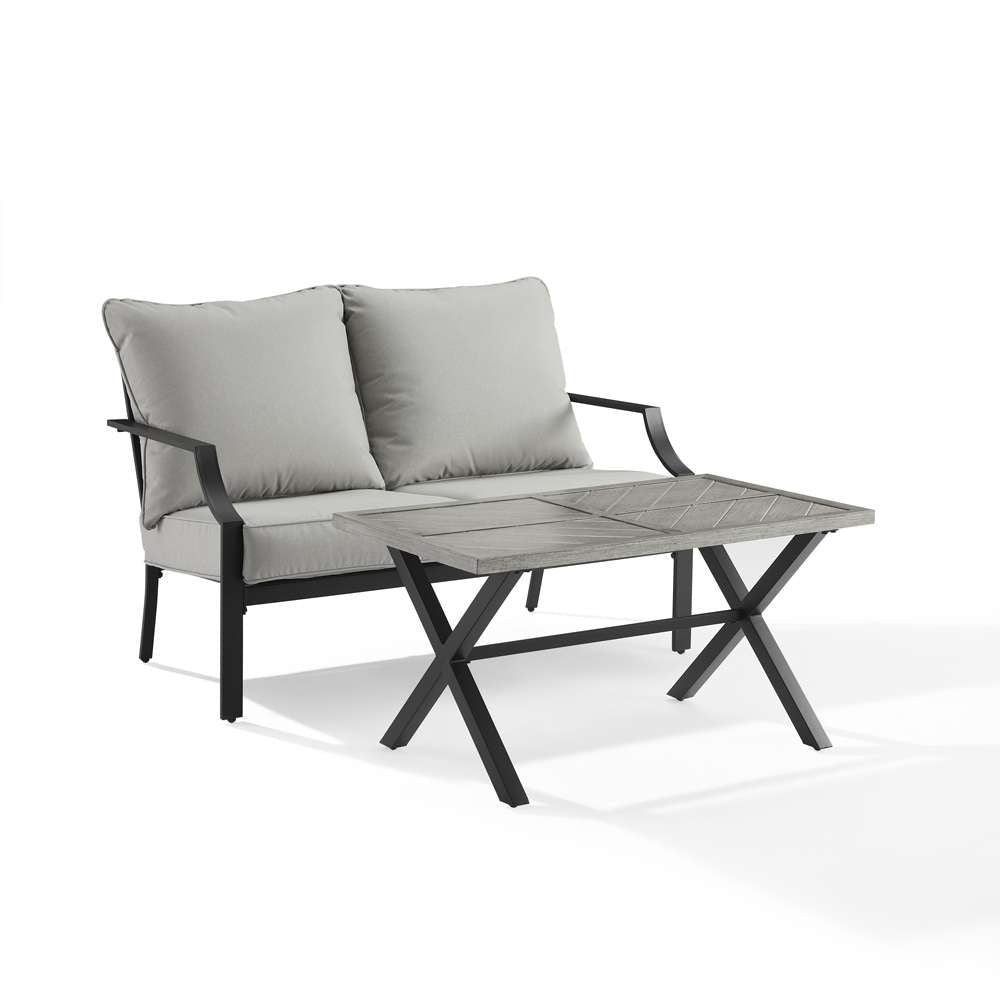 Crosley Furniture - Otto 2Pc Outdoor Loveseat Patio Furniture Set Gray/Matte Black - Loveseat & Coffee Table - CO6294MB-GY veiw 1