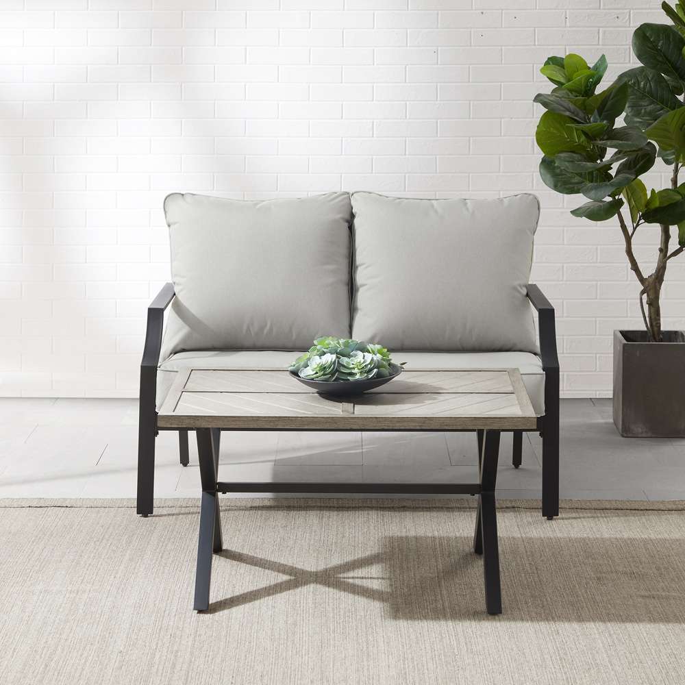 Crosley Furniture - Otto 2Pc Outdoor Loveseat Patio Furniture Set Gray/Matte Black - Loveseat & Coffee Table - CO6294MB-GY veiw 3