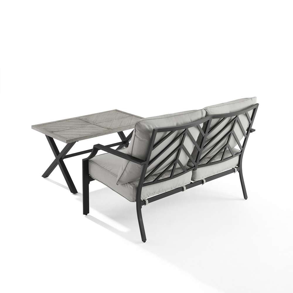 Crosley Furniture - Otto 2Pc Outdoor Loveseat Patio Furniture Set Gray/Matte Black - Loveseat & Coffee Table - CO6294MB-GY veiw 6