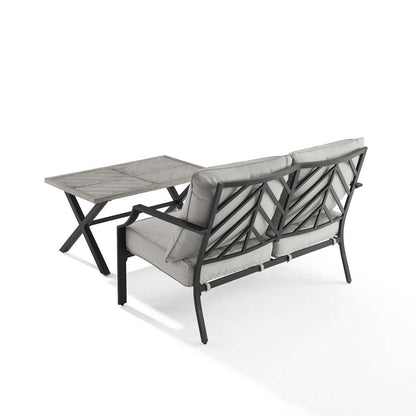Crosley Furniture - Otto 2Pc Outdoor Loveseat Patio Furniture Set Gray/Matte Black - Loveseat & Coffee Table - CO6294MB-GY veiw 6