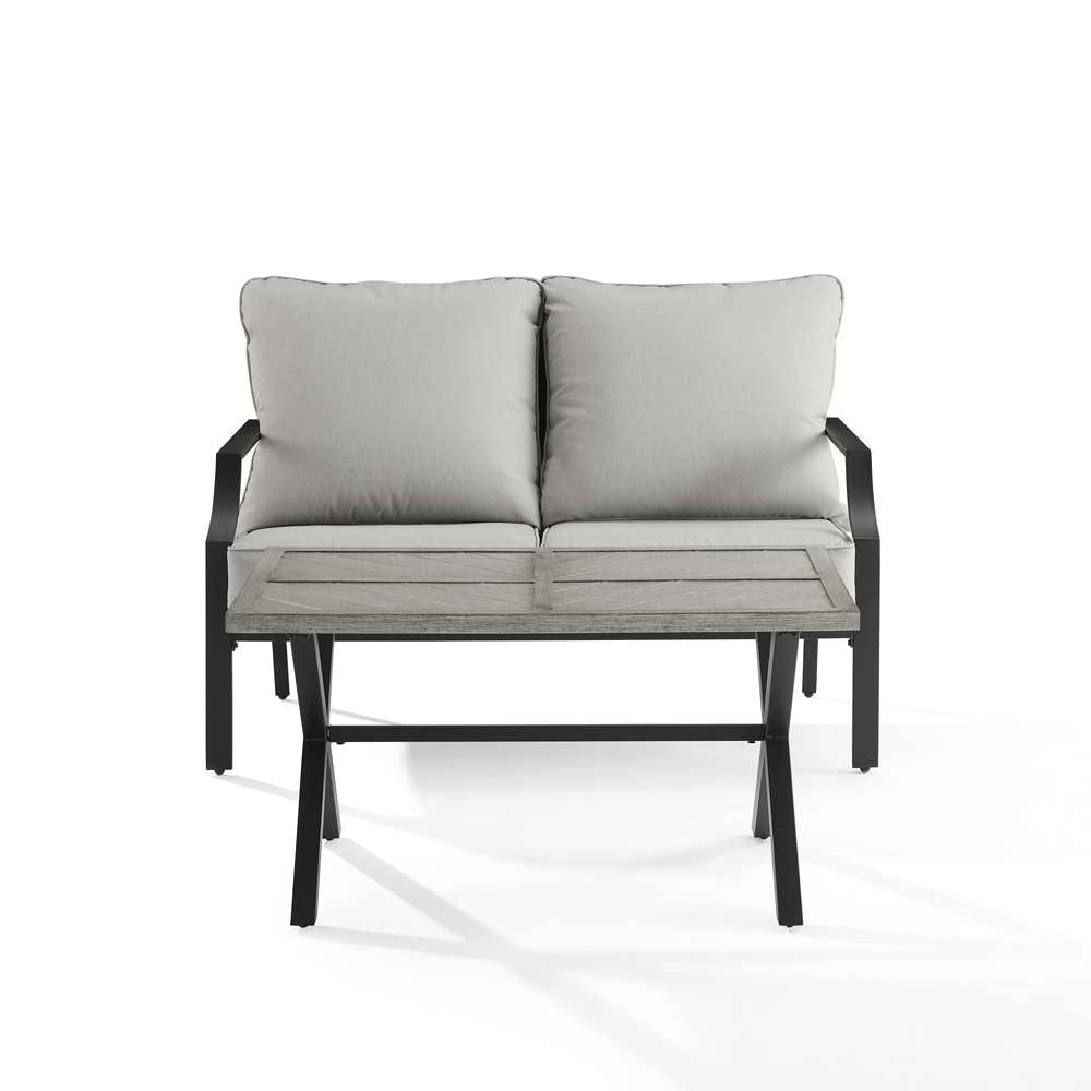 Crosley Furniture - Otto 2Pc Outdoor Loveseat Patio Furniture Set Gray/Matte Black - Loveseat & Coffee Table - CO6294MB-GY veiw 7