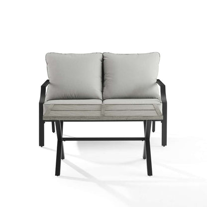 Crosley Furniture - Otto 2Pc Outdoor Loveseat Patio Furniture Set Gray/Matte Black - Loveseat & Coffee Table - CO6294MB-GY veiw 7