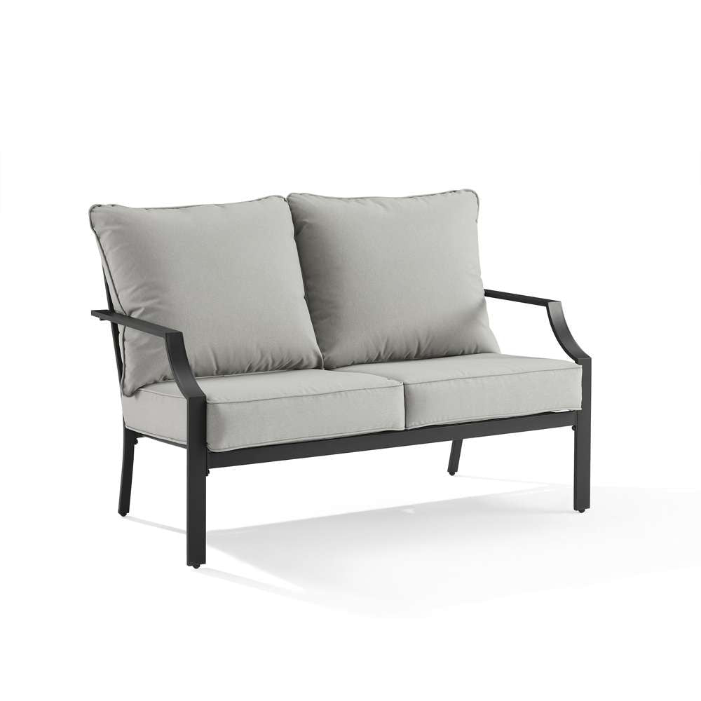 Crosley Furniture - Otto 2Pc Outdoor Loveseat Patio Furniture Set Gray/Matte Black - Loveseat & Coffee Table - CO6294MB-GY veiw 8