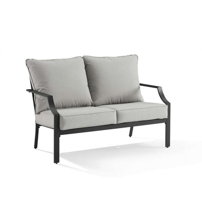 Crosley Furniture - Otto 2Pc Outdoor Loveseat Patio Furniture Set Gray/Matte Black - Loveseat & Coffee Table - CO6294MB-GY veiw 8