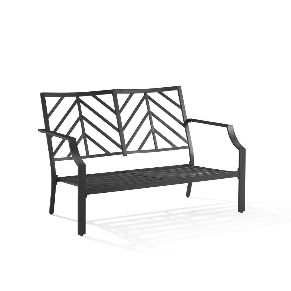 Crosley Furniture - Otto 2Pc Outdoor Loveseat Patio Furniture Set Gray/Matte Black - Loveseat & Coffee Table - CO6294MB-GY veiw 9