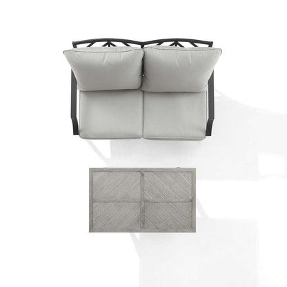 Crosley Furniture - Otto 2Pc Outdoor Loveseat Patio Furniture Set Gray/Matte Black - Loveseat & Coffee Table - CO6294MB-GY veiw 11