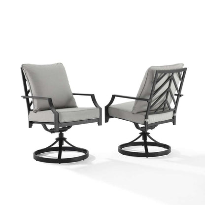 Crosley Furniture - Otto 2Pc Swivel Outdoor Dining Chair Set Gray/Matte Black - 2 Swivel Chairs - CO6290MB-GY veiw 1