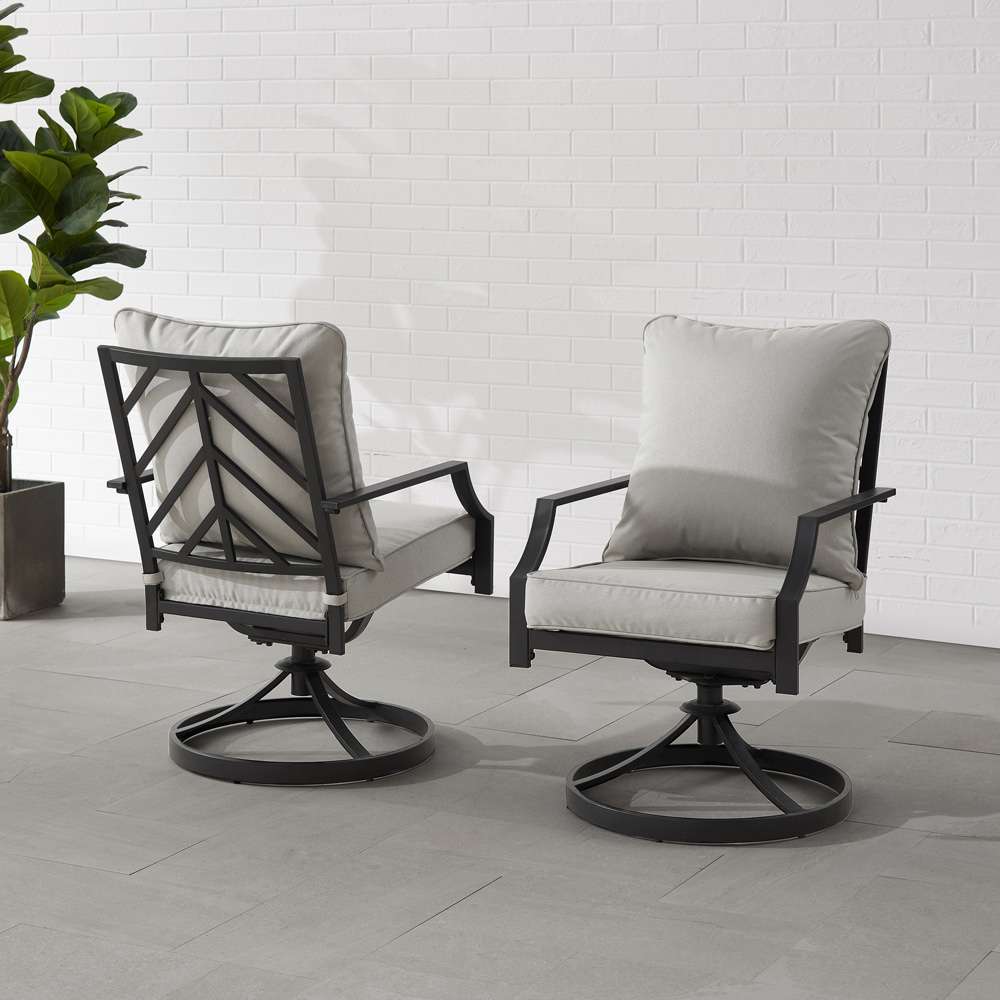 Crosley Furniture - Otto 2Pc Swivel Outdoor Dining Chair Set Gray/Matte Black - 2 Swivel Chairs - CO6290MB-GY veiw 2