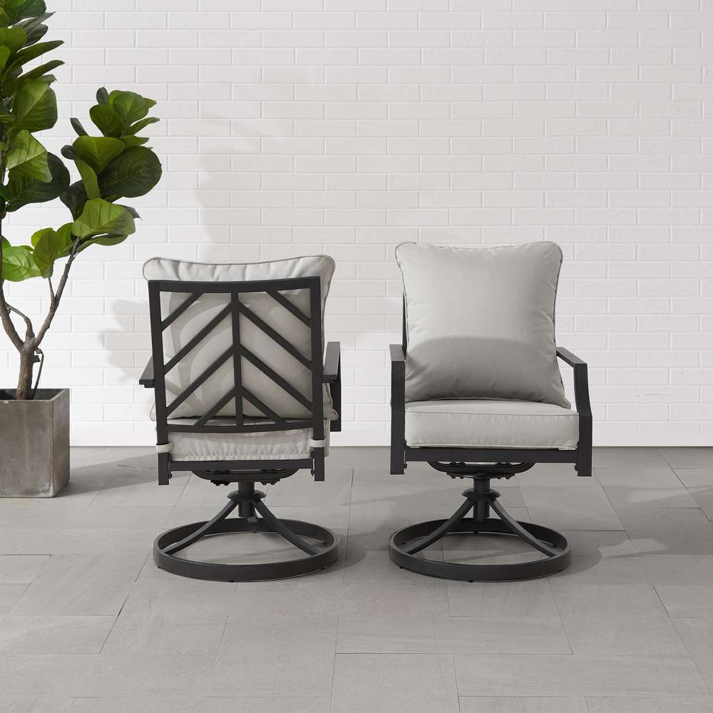 Crosley Furniture - Otto 2Pc Swivel Outdoor Dining Chair Set Gray/Matte Black - 2 Swivel Chairs - CO6290MB-GY veiw 3