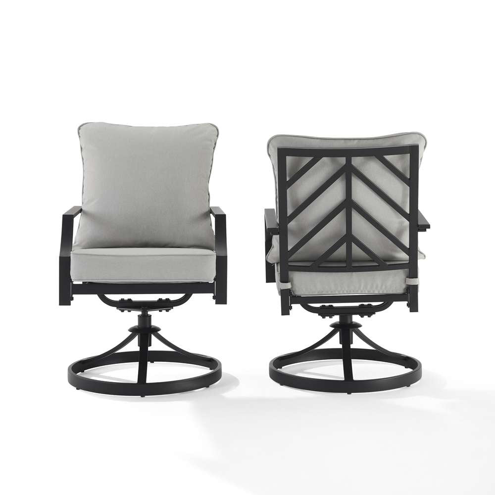 Crosley Furniture - Otto 2Pc Swivel Outdoor Dining Chair Set Gray/Matte Black - 2 Swivel Chairs - CO6290MB-GY veiw 6