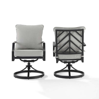 Crosley Furniture - Otto 2Pc Swivel Outdoor Dining Chair Set Gray/Matte Black - 2 Swivel Chairs - CO6290MB-GY veiw 6