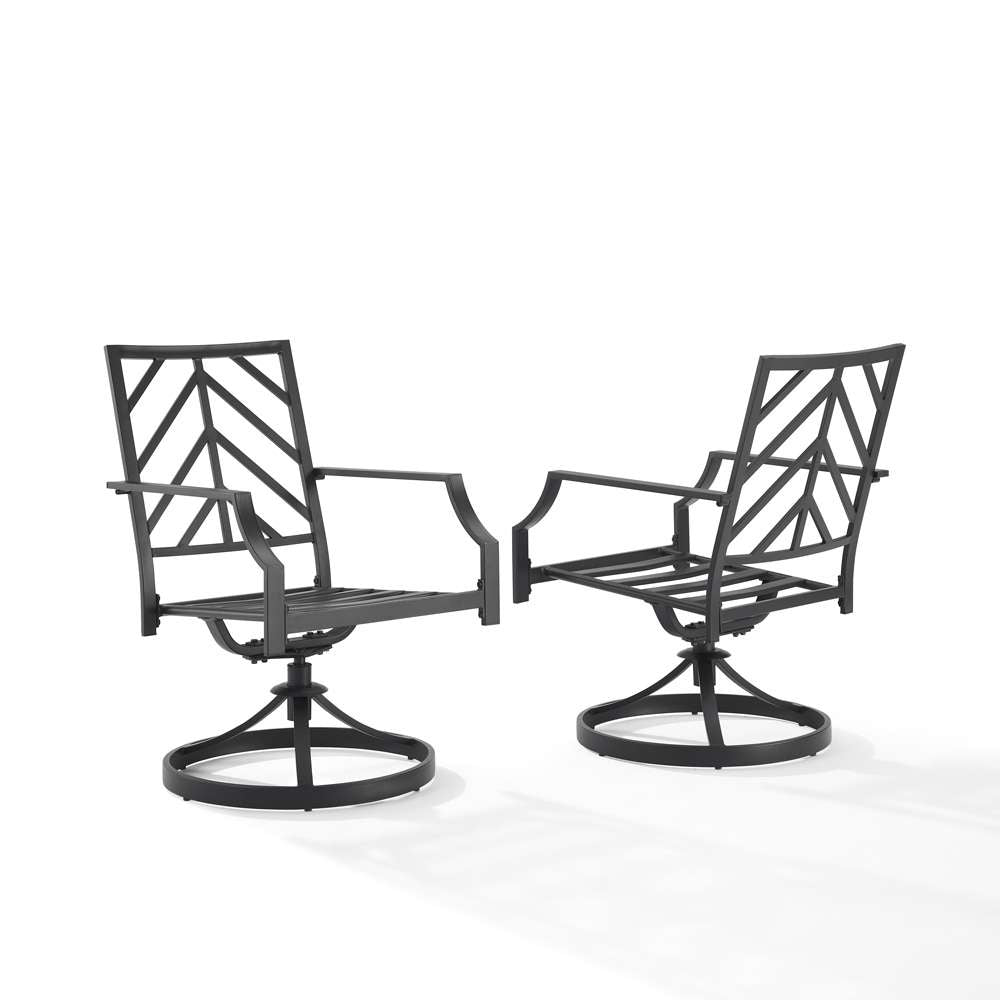 Crosley Furniture - Otto 2Pc Swivel Outdoor Dining Chair Set Gray/Matte Black - 2 Swivel Chairs - CO6290MB-GY veiw 7