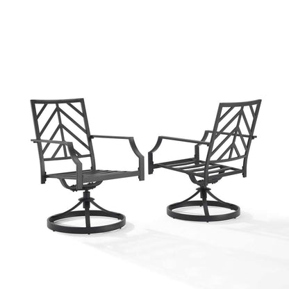 Crosley Furniture - Otto 2Pc Swivel Outdoor Dining Chair Set Gray/Matte Black - 2 Swivel Chairs - CO6290MB-GY veiw 7
