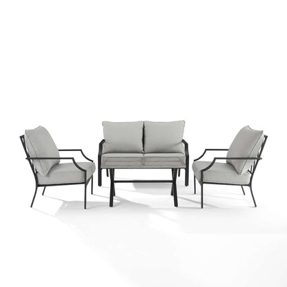 Crosley Furniture - Otto 4Pc Outdoor Loveseat Patio Furniture Set Gray/Matte Black - Loveseat, Coffee Table, & 2 Armchairs - KO60064MB-GY veiw 6