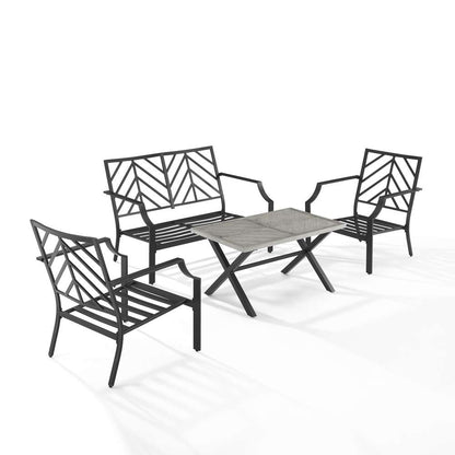 Crosley Furniture - Otto 4Pc Outdoor Loveseat Patio Furniture Set Gray/Matte Black - Loveseat, Coffee Table, & 2 Armchairs - KO60064MB-GY veiw 7