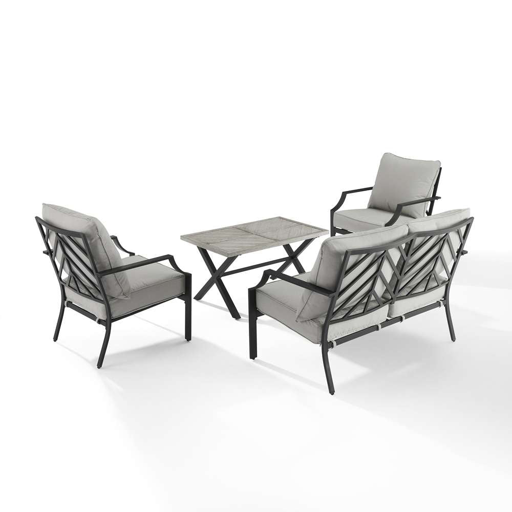 Crosley Furniture - Otto 4Pc Outdoor Loveseat Patio Furniture Set Gray/Matte Black - Loveseat, Coffee Table, & 2 Armchairs - KO60064MB-GY veiw 8