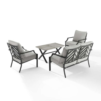 Crosley Furniture - Otto 4Pc Outdoor Loveseat Patio Furniture Set Gray/Matte Black - Loveseat, Coffee Table, & 2 Armchairs - KO60064MB-GY veiw 8