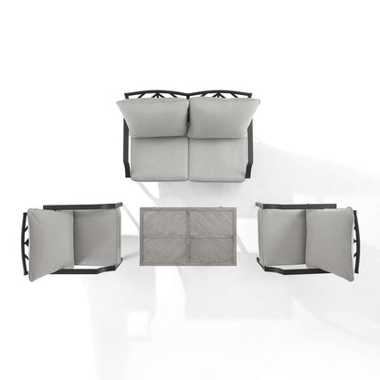 Crosley Furniture - Otto 4Pc Outdoor Loveseat Patio Furniture Set Gray/Matte Black - Loveseat, Coffee Table, & 2 Armchairs - KO60064MB-GY veiw 9