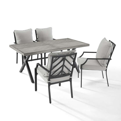 Crosley Furniture - Otto 5Pc Outdoor Dining Set Gray/Matte Black - Table & 4 Chairs - KO60060MB-GY veiw 1