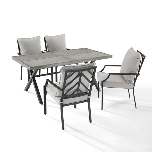 Crosley Furniture - Otto 5Pc Outdoor Dining Set Gray/Matte Black - Table & 4 Chairs - KO60060MB-GY veiw 1