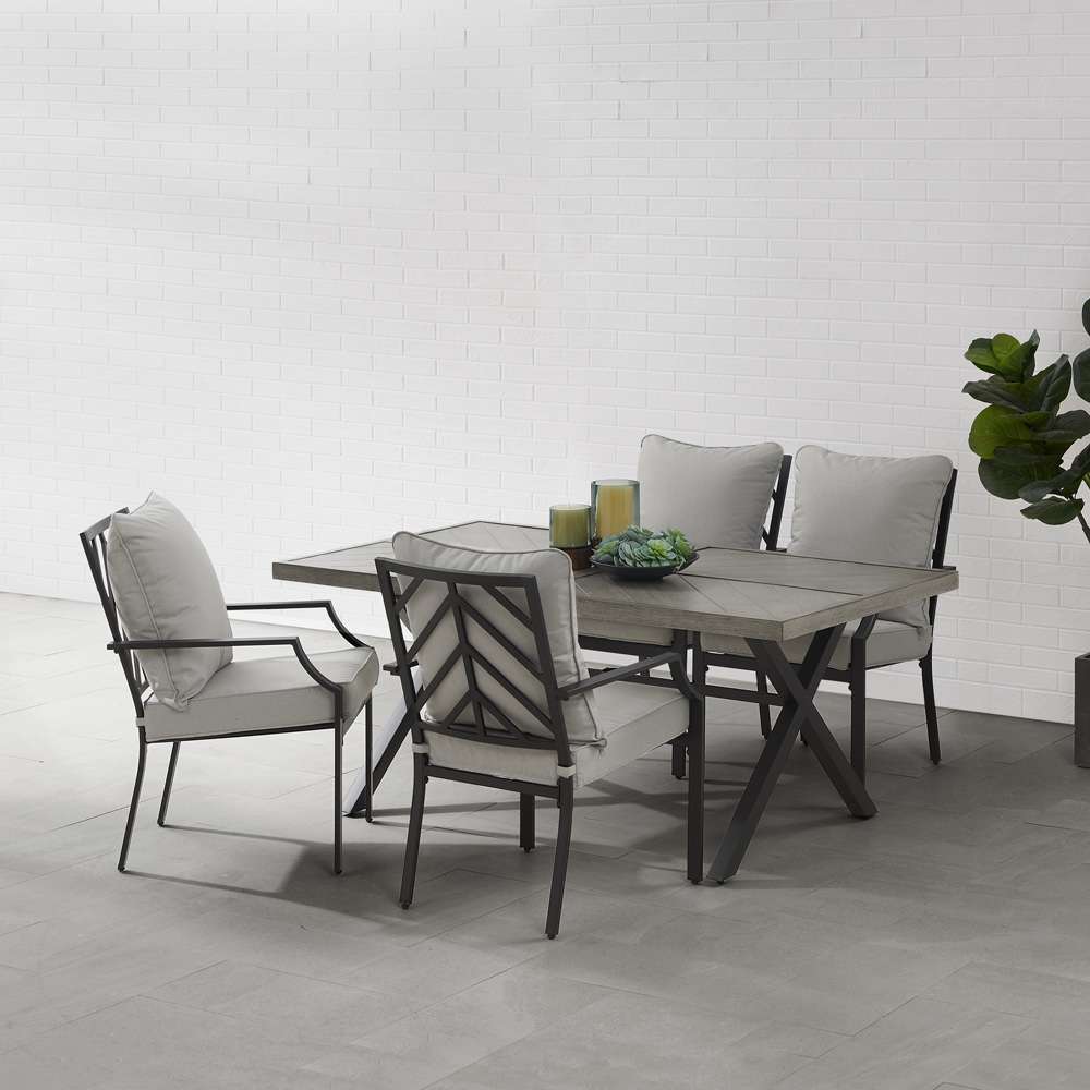 Crosley Furniture - Otto 5Pc Outdoor Dining Set Gray/Matte Black - Table & 4 Chairs - KO60060MB-GY veiw 2