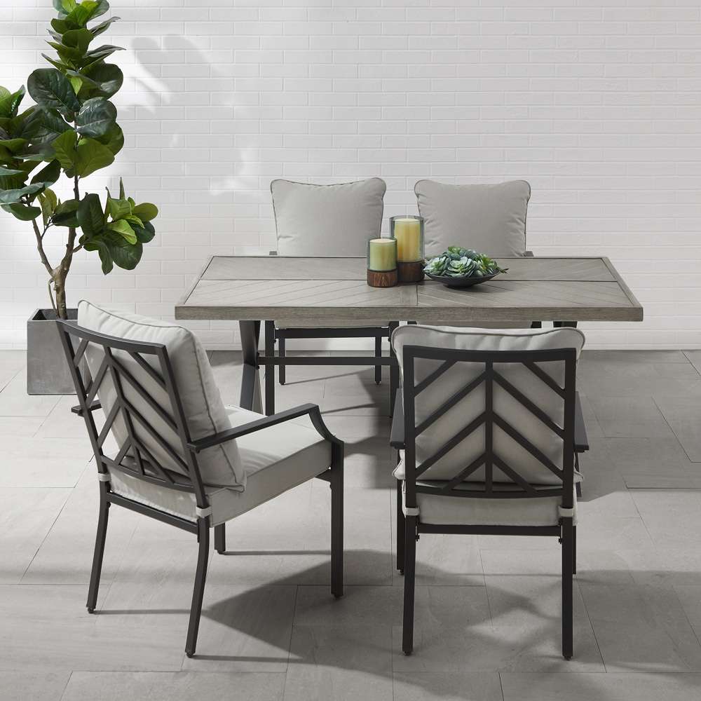 Crosley Furniture - Otto 5Pc Outdoor Dining Set Gray/Matte Black - Table & 4 Chairs - KO60060MB-GY veiw 3