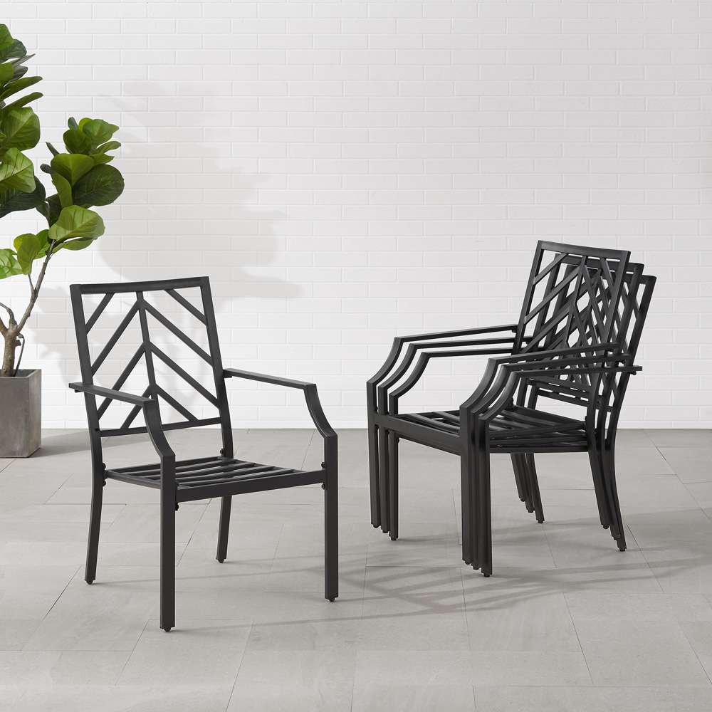 Crosley Furniture - Otto 5Pc Outdoor Dining Set Gray/Matte Black - Table & 4 Chairs - KO60060MB-GY veiw 5