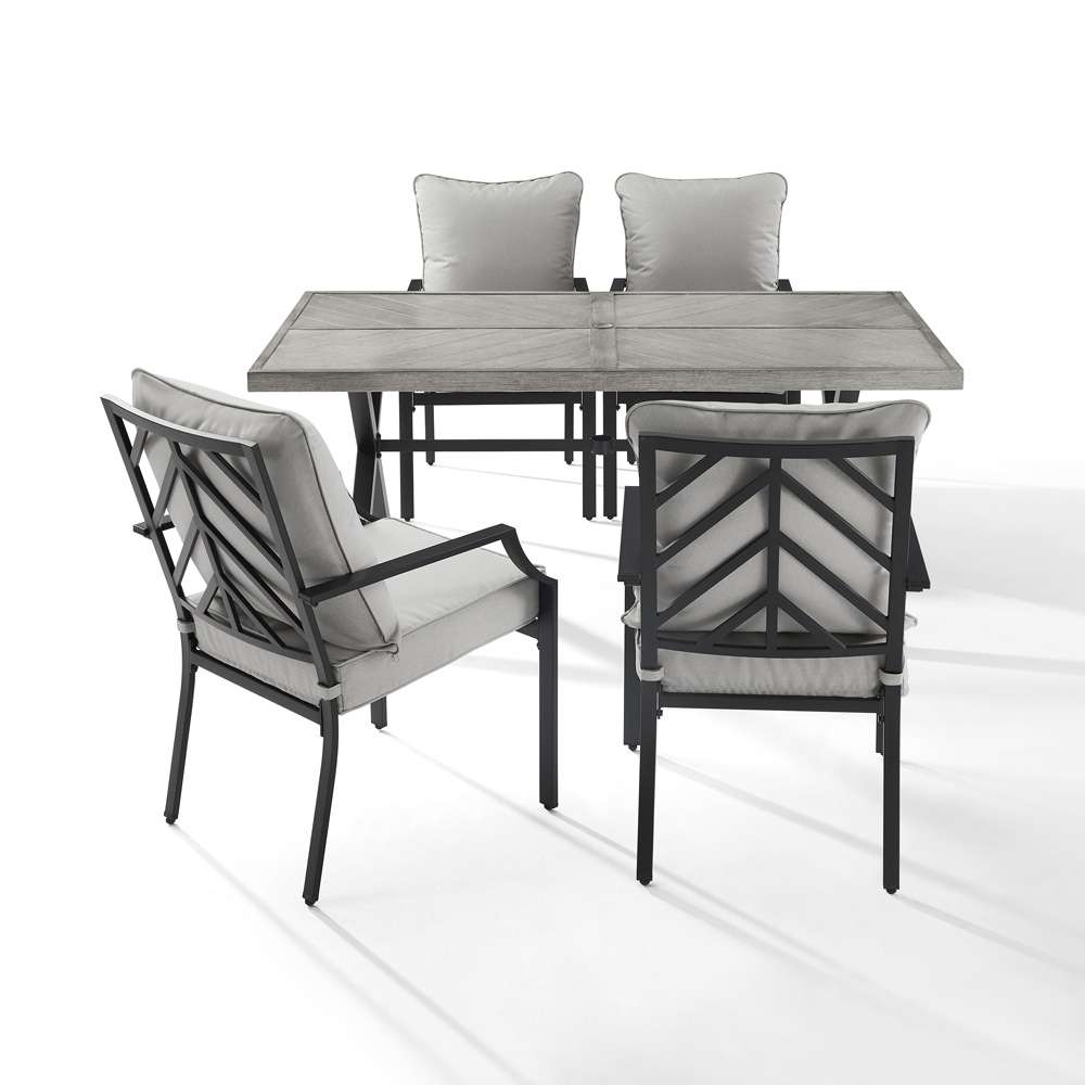 Crosley Furniture - Otto 5Pc Outdoor Dining Set Gray/Matte Black - Table & 4 Chairs - KO60060MB-GY veiw 8