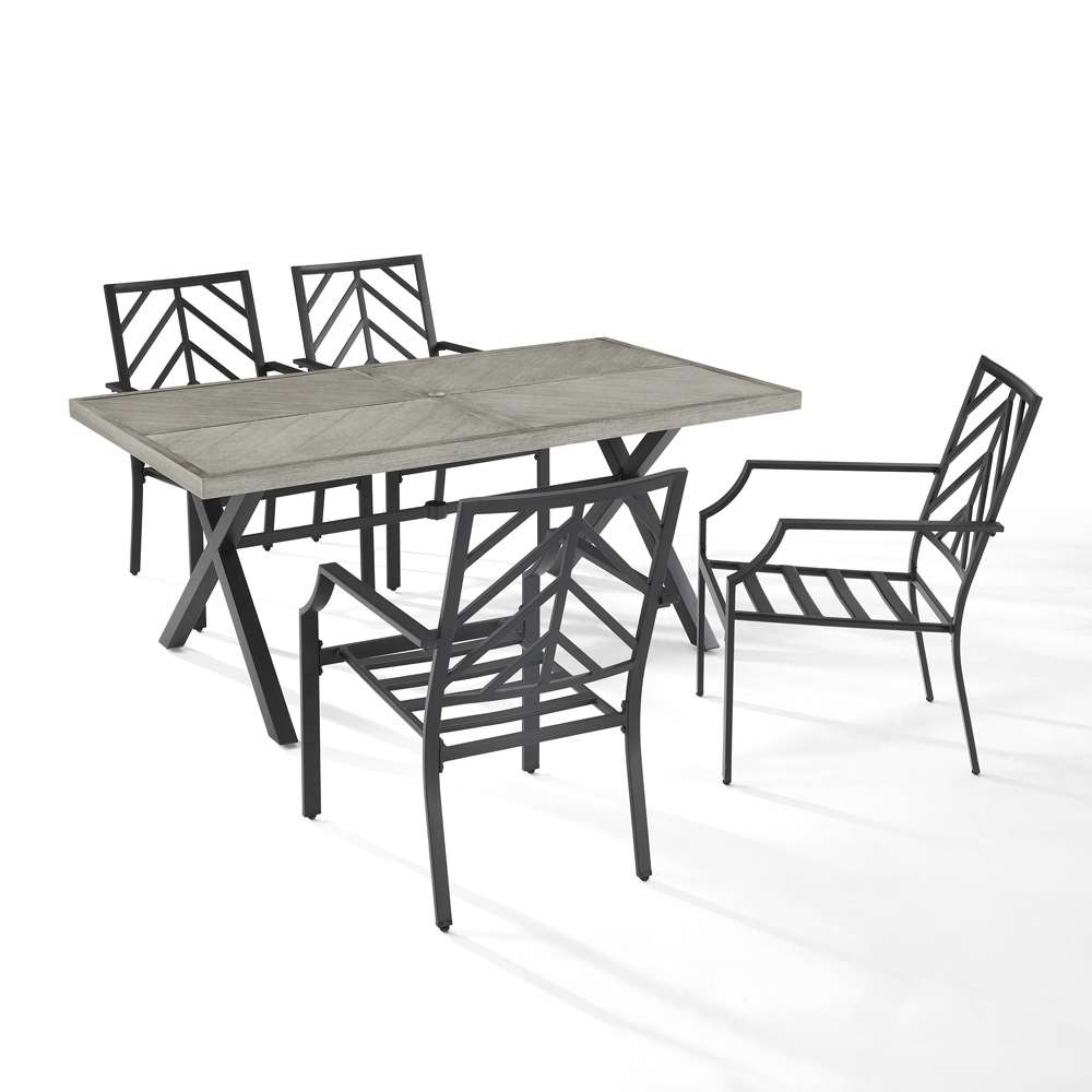 Crosley Furniture - Otto 5Pc Outdoor Dining Set Gray/Matte Black - Table & 4 Chairs - KO60060MB-GY veiw 9