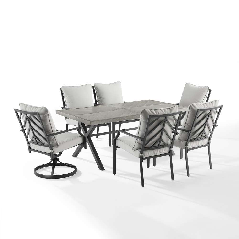 Crosley Furniture - Otto 7Pc Outdoor Dining Set Gray/Matte Black - Table, 2 Swivel Chairs, & 4 Stationary Chairs - KO60063MB-GY veiw 1