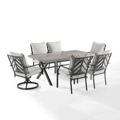 Crosley Furniture - Otto 7Pc Outdoor Dining Set Gray/Matte Black - Table, 2 Swivel Chairs, & 4 Stationary Chairs - KO60063MB-GY veiw 1