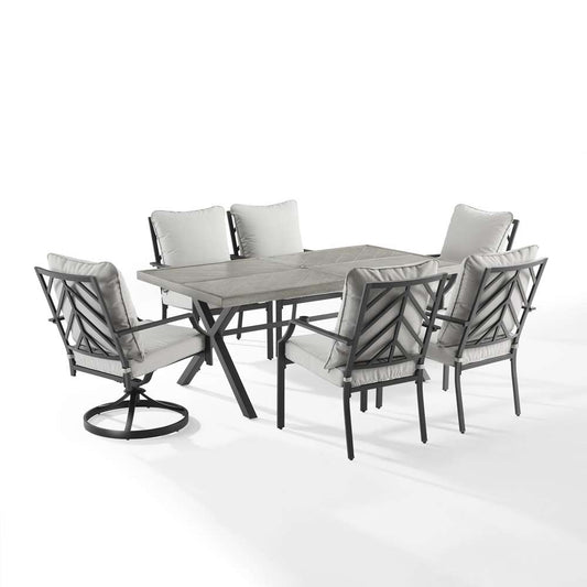 Crosley Furniture - Otto 7Pc Outdoor Dining Set Gray/Matte Black - Table, 2 Swivel Chairs, & 4 Stationary Chairs - KO60063MB-GY veiw 1