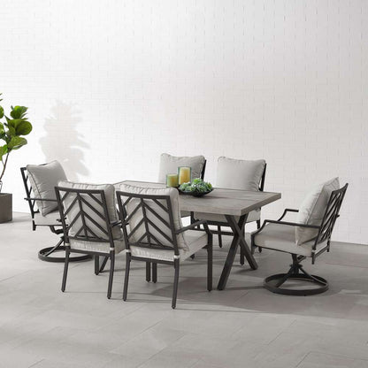 Crosley Furniture - Otto 7Pc Outdoor Dining Set Gray/Matte Black - Table, 2 Swivel Chairs, & 4 Stationary Chairs - KO60063MB-GY veiw 2