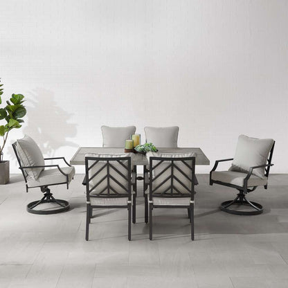 Crosley Furniture - Otto 7Pc Outdoor Dining Set Gray/Matte Black - Table, 2 Swivel Chairs, & 4 Stationary Chairs - KO60063MB-GY veiw 3