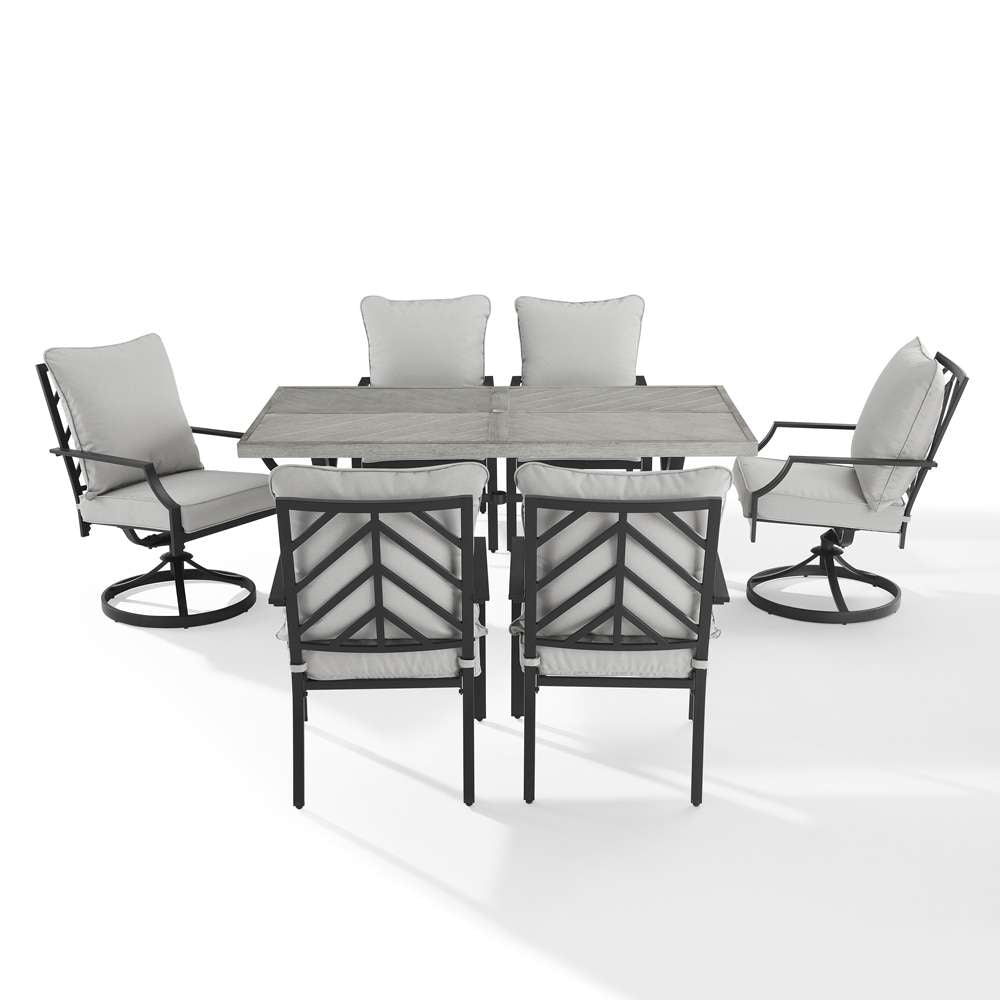 Crosley Furniture - Otto 7Pc Outdoor Dining Set Gray/Matte Black - Table, 2 Swivel Chairs, & 4 Stationary Chairs - KO60063MB-GY veiw 6