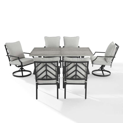 Crosley Furniture - Otto 7Pc Outdoor Dining Set Gray/Matte Black - Table, 2 Swivel Chairs, & 4 Stationary Chairs - KO60063MB-GY veiw 6