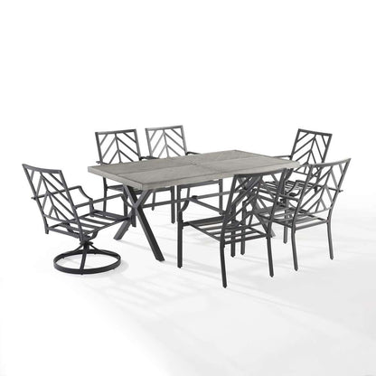 Crosley Furniture - Otto 7Pc Outdoor Dining Set Gray/Matte Black - Table, 2 Swivel Chairs, & 4 Stationary Chairs - KO60063MB-GY veiw 7