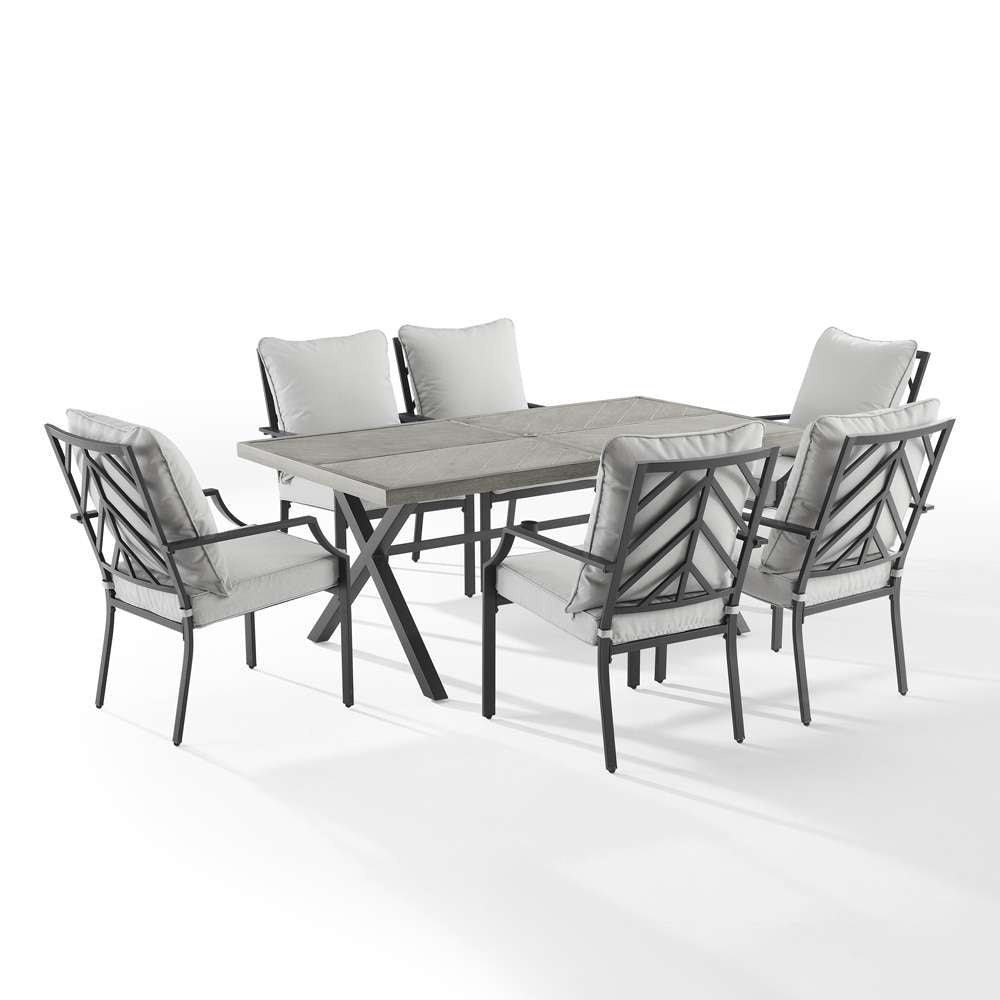 Crosley Furniture - Otto 7Pc Outdoor Dining Set Gray/Matte Black - Table & 6 Chairs - KO60061MB-GY veiw 1