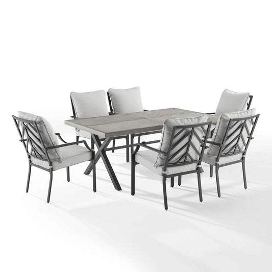 Crosley Furniture - Otto 7Pc Outdoor Dining Set Gray/Matte Black - Table & 6 Chairs - KO60061MB-GY veiw 1