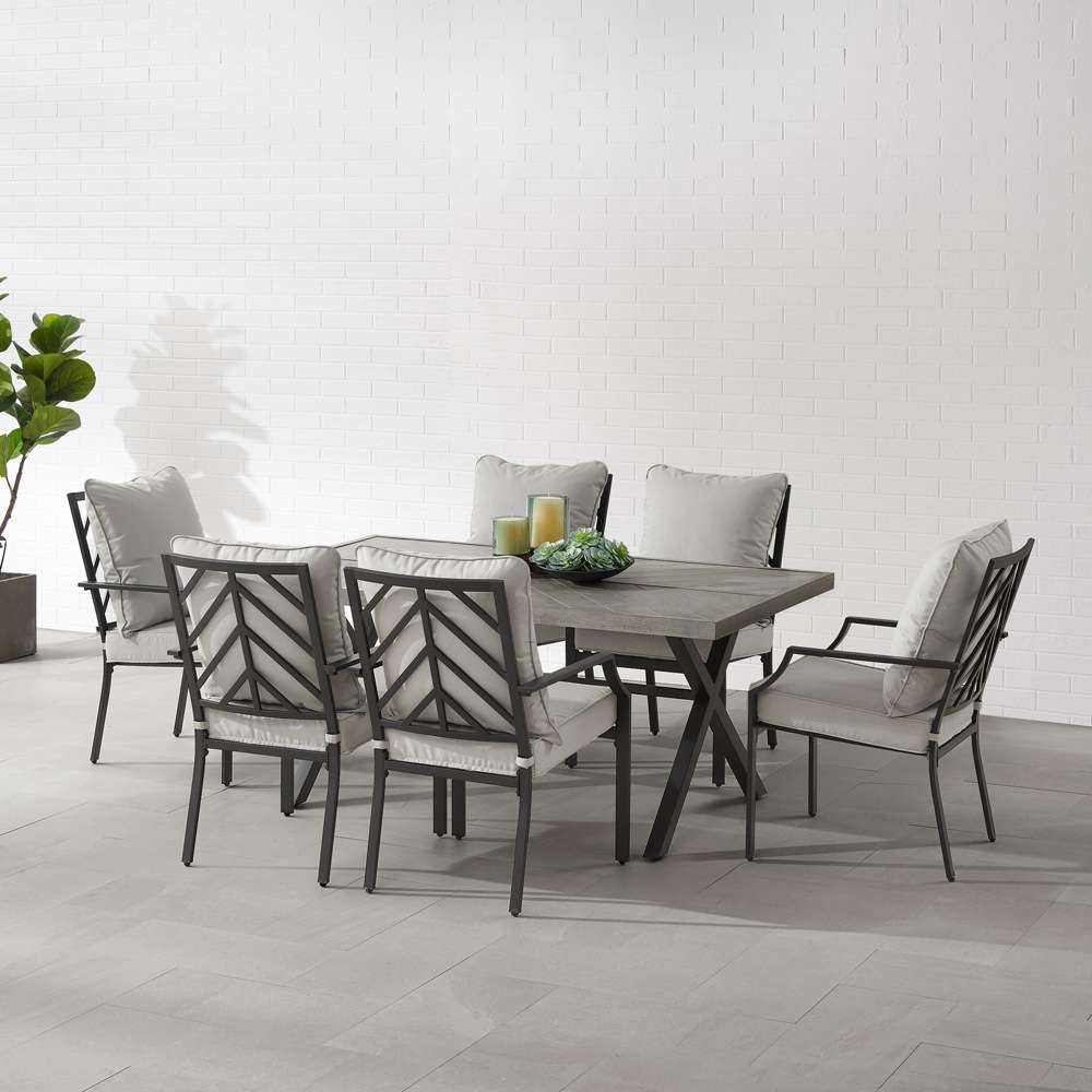 Crosley Furniture - Otto 7Pc Outdoor Dining Set Gray/Matte Black - Table & 6 Chairs - KO60061MB-GY veiw 2