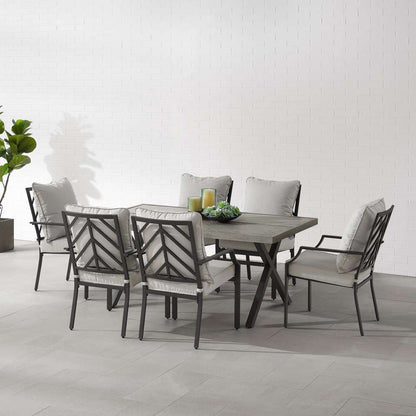 Crosley Furniture - Otto 7Pc Outdoor Dining Set Gray/Matte Black - Table & 6 Chairs - KO60061MB-GY veiw 2