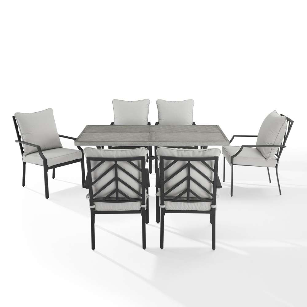 Crosley Furniture - Otto 7Pc Outdoor Dining Set Gray/Matte Black - Table & 6 Chairs - KO60061MB-GY veiw 6