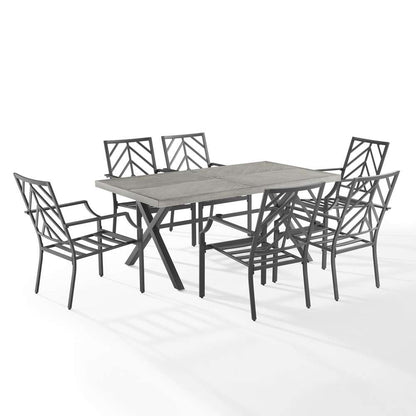 Crosley Furniture - Otto 7Pc Outdoor Dining Set Gray/Matte Black - Table & 6 Chairs - KO60061MB-GY veiw 7