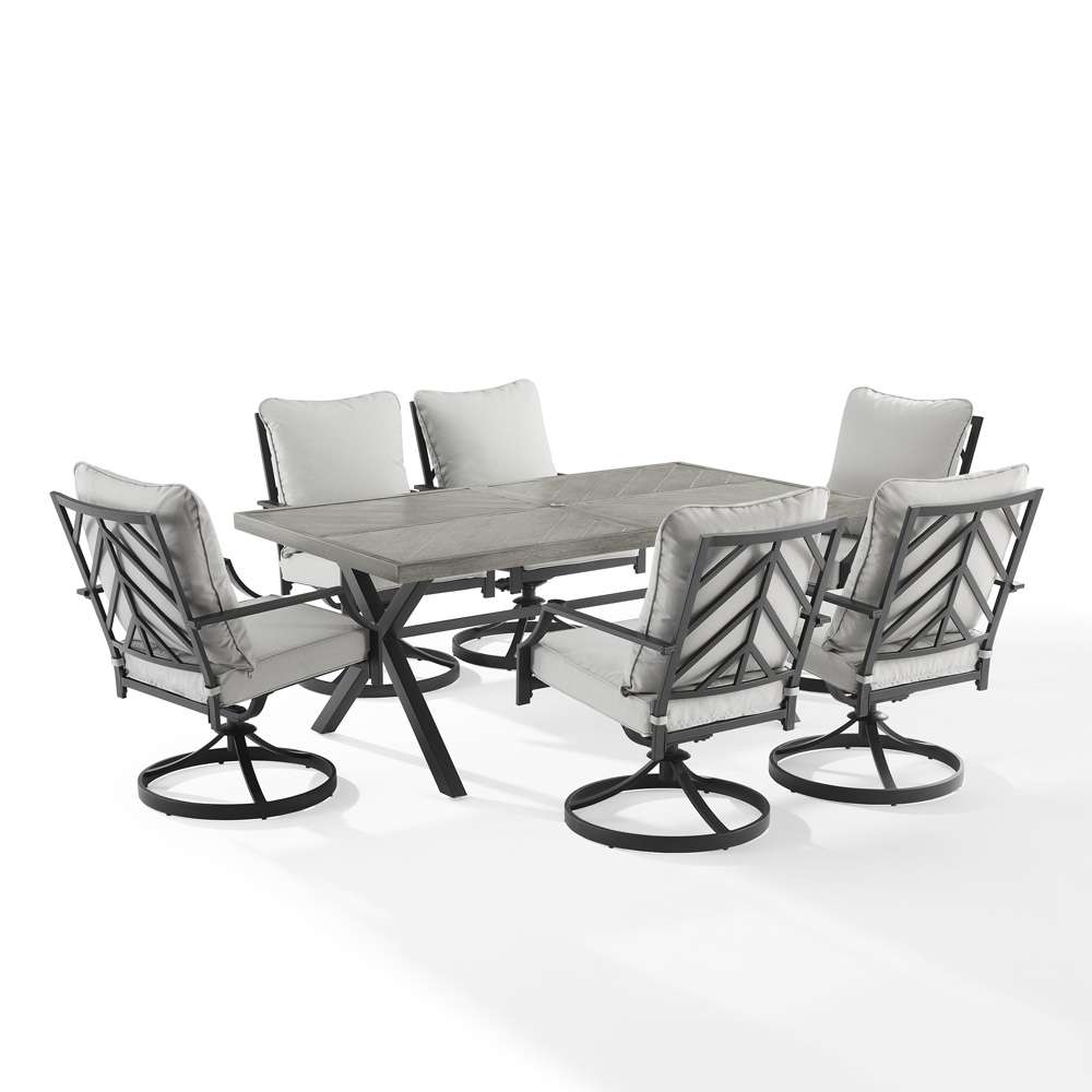 Crosley Furniture - Otto 7Pc Outdoor Dining Set Gray/Matte Black - Table & 6 Swivel Chairs - KO60062MB-GY veiw 1