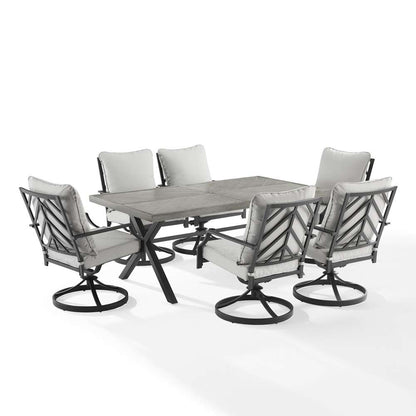Crosley Furniture - Otto 7Pc Outdoor Dining Set Gray/Matte Black - Table & 6 Swivel Chairs - KO60062MB-GY veiw 1
