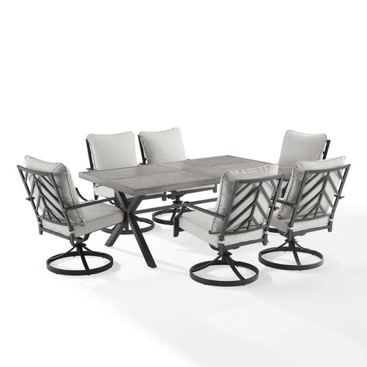 Crosley Furniture - Otto 7Pc Outdoor Dining Set Gray/Matte Black - Table & 6 Swivel Chairs - KO60062MB-GY veiw 1