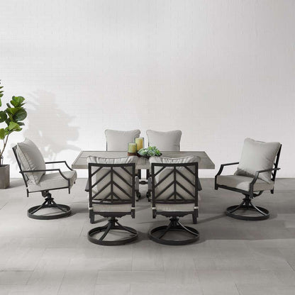 Crosley Furniture - Otto 7Pc Outdoor Dining Set Gray/Matte Black - Table & 6 Swivel Chairs - KO60062MB-GY veiw 3