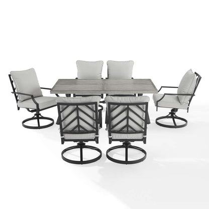 Crosley Furniture - Otto 7Pc Outdoor Dining Set Gray/Matte Black - Table & 6 Swivel Chairs - KO60062MB-GY veiw 6